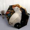1 Stück Floral Fantasy Romantische Katzen in Blumen Außen-Regenschirm Automatisches Öffnen/Schließen, Faltbares Design, Eisenrahmen, Festivalgeschenk für Fans, Trav