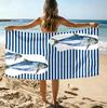 Striped Sardine Pattern Beach Towel Nautical School Fish Design Lake House Decoration Beach House Essential Towel