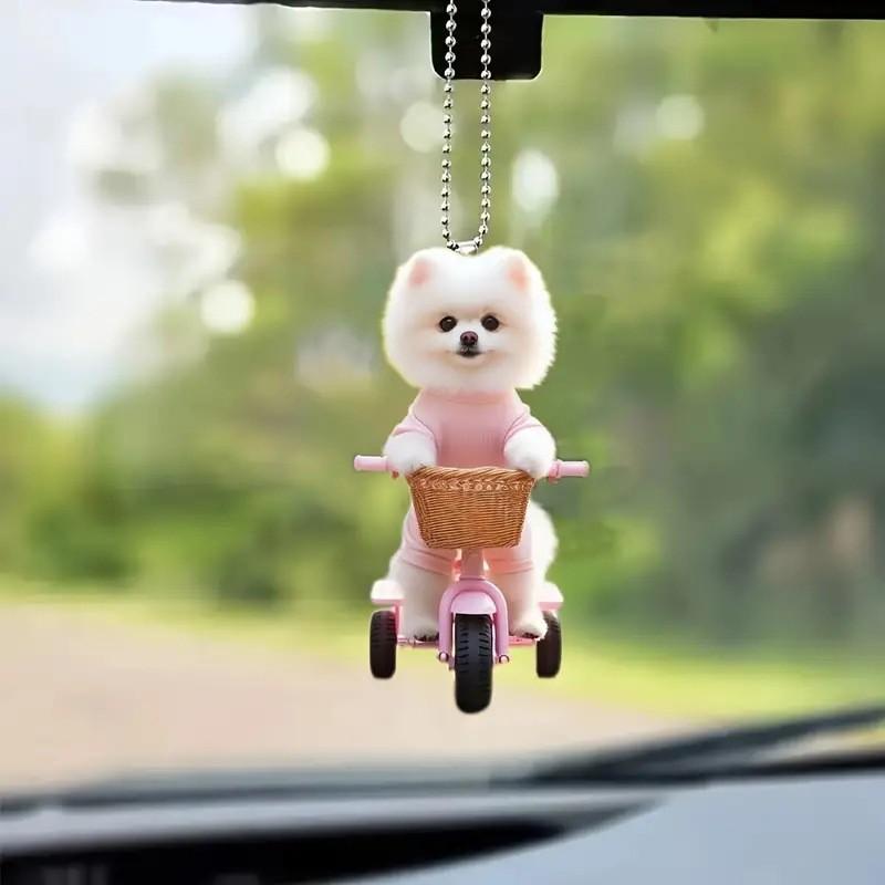 2d Acrylic Car Accessory Cartoon Dog Rearview Mirror Vehicle Decoration Pendant