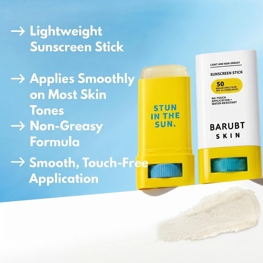 BARUBT Sunscreen Lotion SPF50+ Lightweight Non-Greasy Waterproof Sweat-Resistant Face & Body Sunblock Outdoor Essential 1.7oz