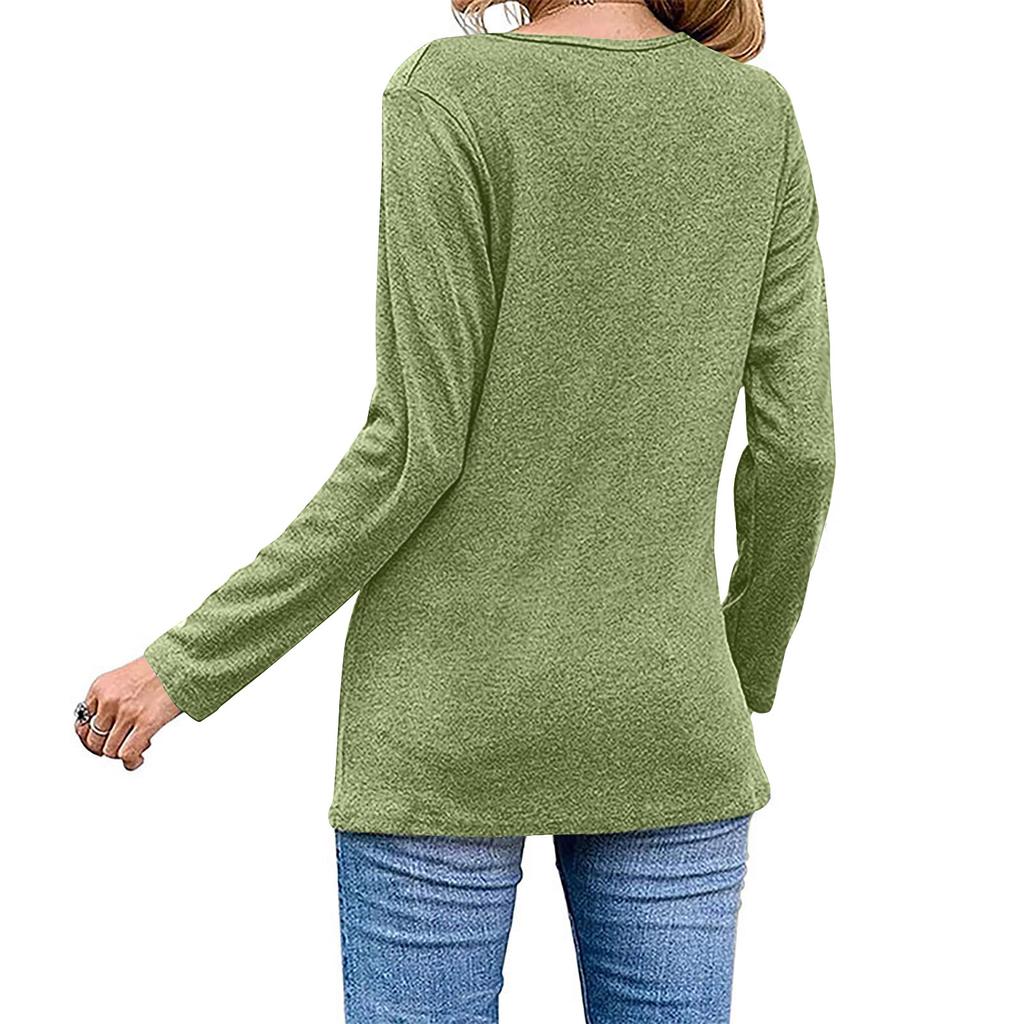 Women's V Neck Button Up Long Sleeve T-Shirt Fashion Tops Belted Button Up Women's Business Cotton Casual Shirt Tops