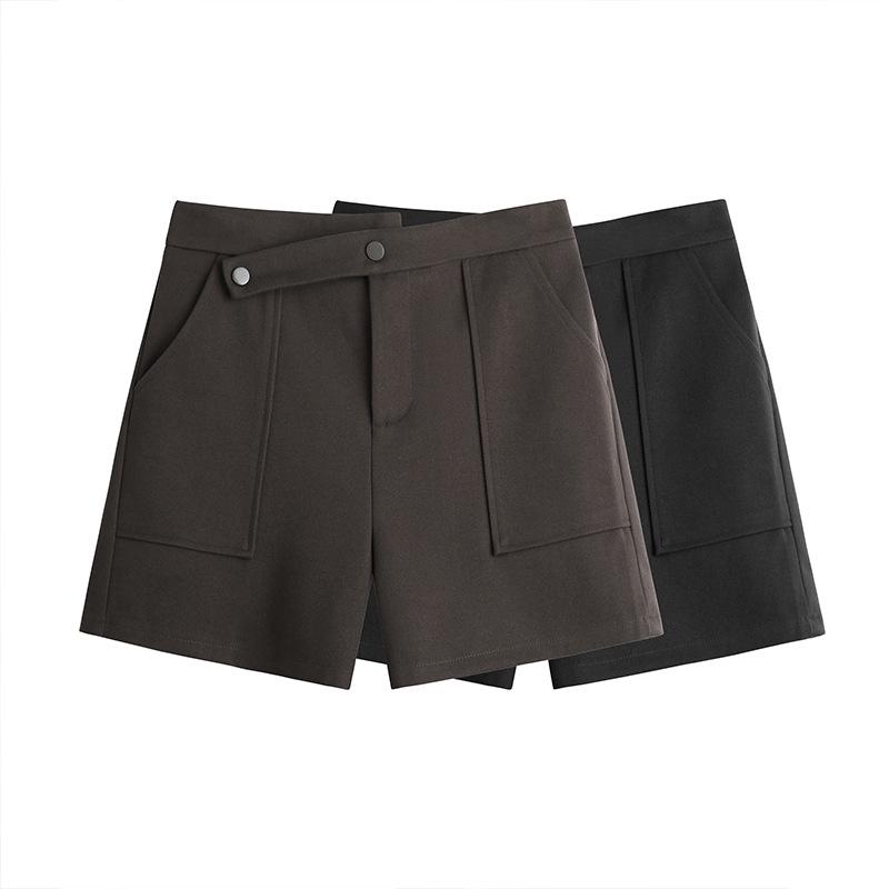Women's Plus Size Korean Style Woolen High Waist Straight Leg Shorts