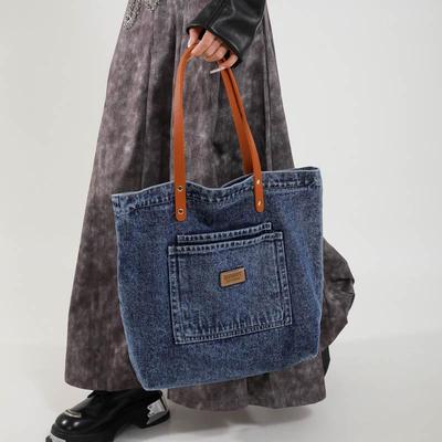 Borsa Tote e Borsa a Tracolla Versatile in Denim Stile Coreano - 2025, Grande Capacità Casual da Donna Tendenza Pendolare.