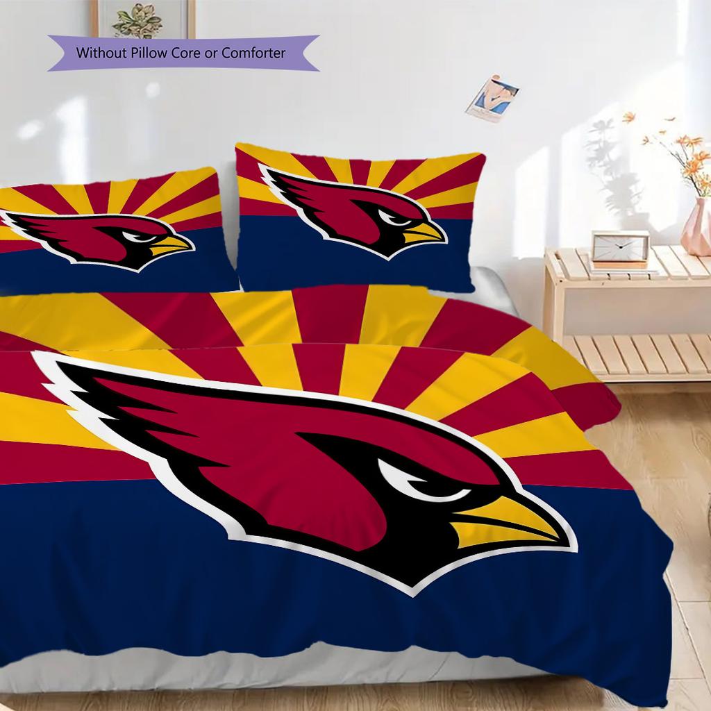 Arizona Cardinals Vzorovaná Sada Povlečení Prošívaná Přikrývka Povlak na Polštář Domácí Dekorace Narozeninový Dárek (1 * povlak na peřinu + 2 * povlak na polštář, bez jádra)