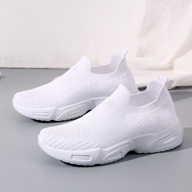 Women's shoes new large size single shoes flat casual sports shoes women's breathable fly-woven mesh shoes