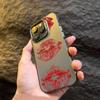 Red Lip Pattern Electroplate Silver IMD Phone Case For  Redmi Note 14 13 12 11 10 Pro Plus 5G 12S 11 Redmi 14C 12 4G Cover