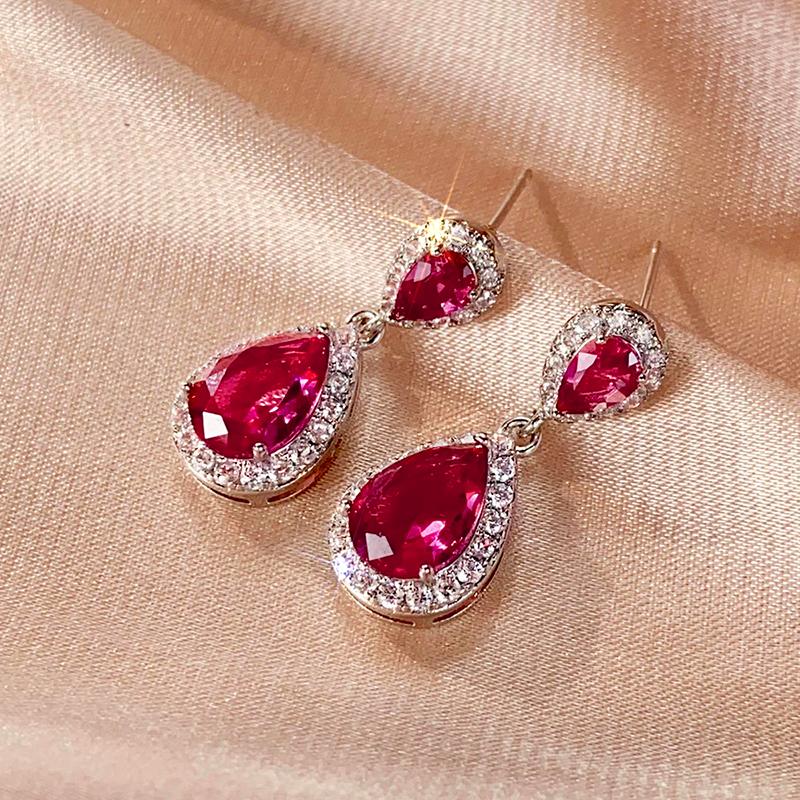 Huitan Trendy Dames Oorbellen 6 Kleuren Stijl Bruiloft Feest Accessoires Ingelegd Parel Zirkonia Elegant Veelzijdig Sieraden