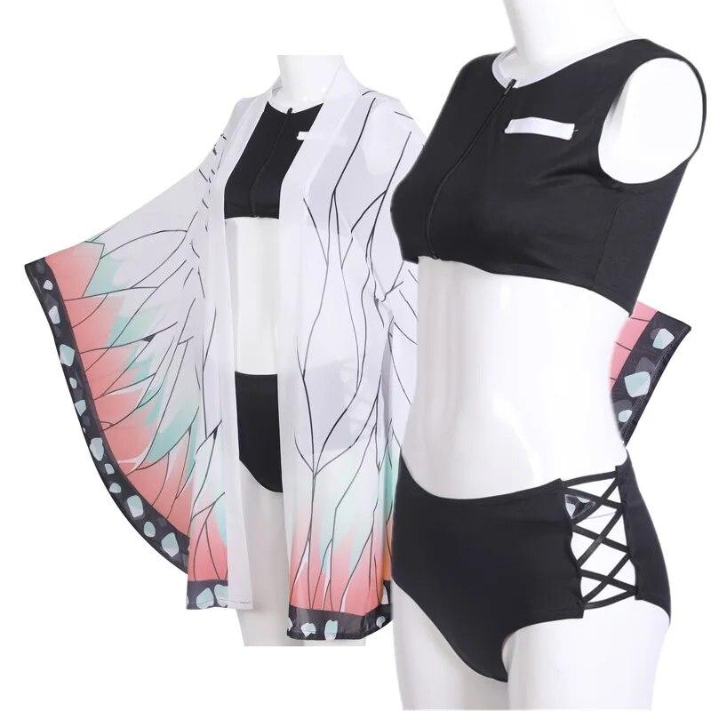 Anime Demon Slayer Kochou Shinobu Cosplay Costume Swimsuit Rengoku Shinjurou Kimetsu No Yaiba Kamado Tanjirou Bikini Swim Suit