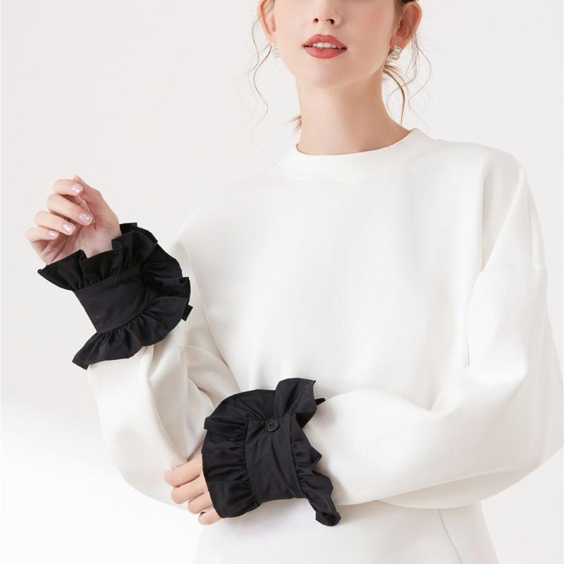 Ruffled Lace Faux Sleeves Girl Decorative Sleeves Elegant Detachable Wrist Cuffs
