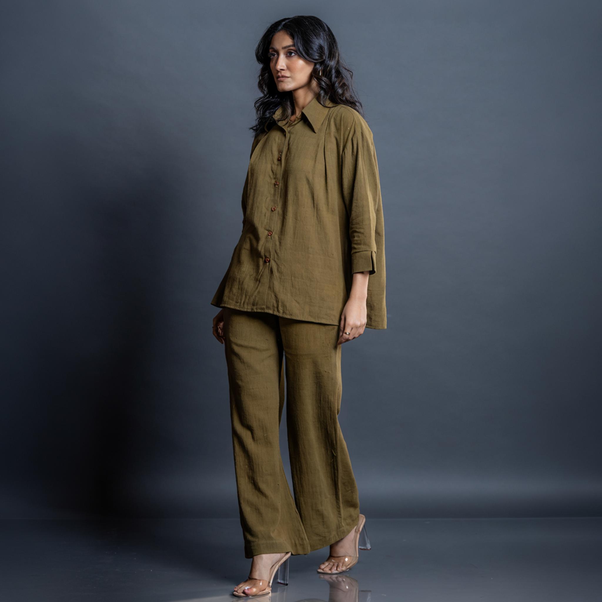 Siyona olive Kala cotton Co-ord set S оливковое зеленый