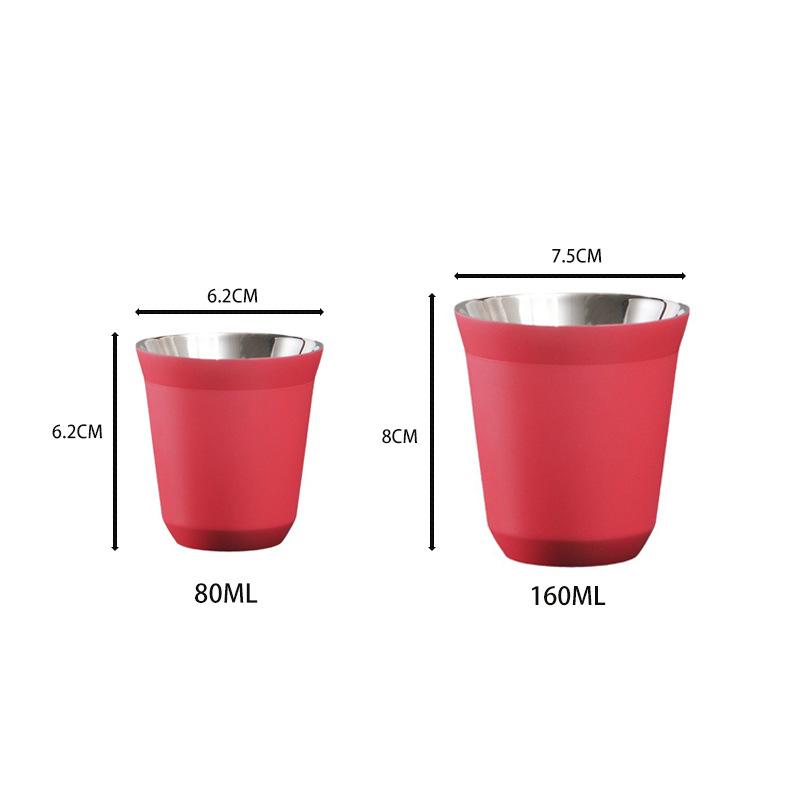 Tazza da Caffè Espresso in Acciaio Inossidabile da 80/160 ml Portatile a Doppio Strato Tazza da Tè per Bevande da Ufficio Mini Tazza da Whisky Vino