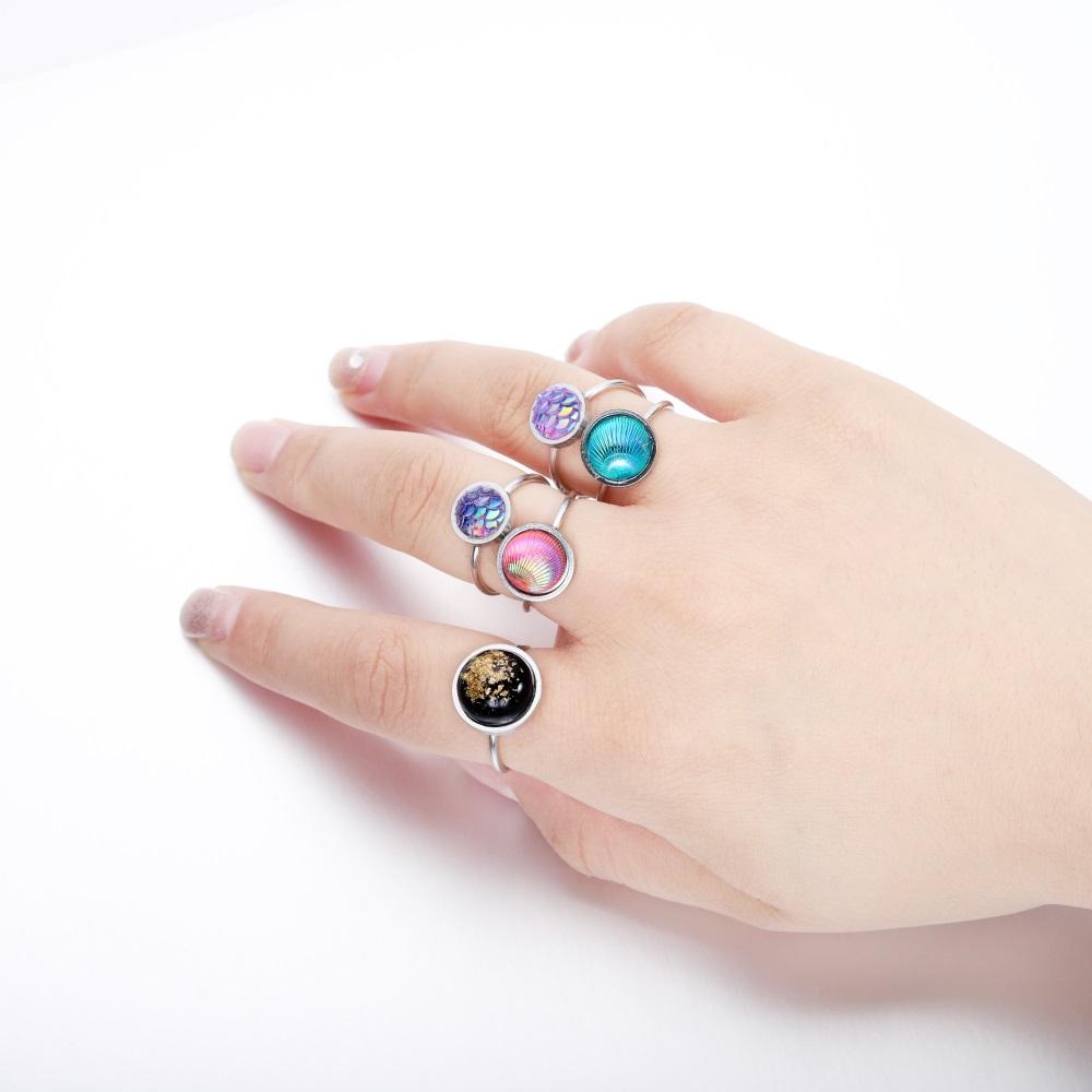 10Pcs/Lot 4-10mm Stainless Steel Adjustable Ring Settings Base Round Cabochons Cameo Settings for DIY Jewelry Making Accessories