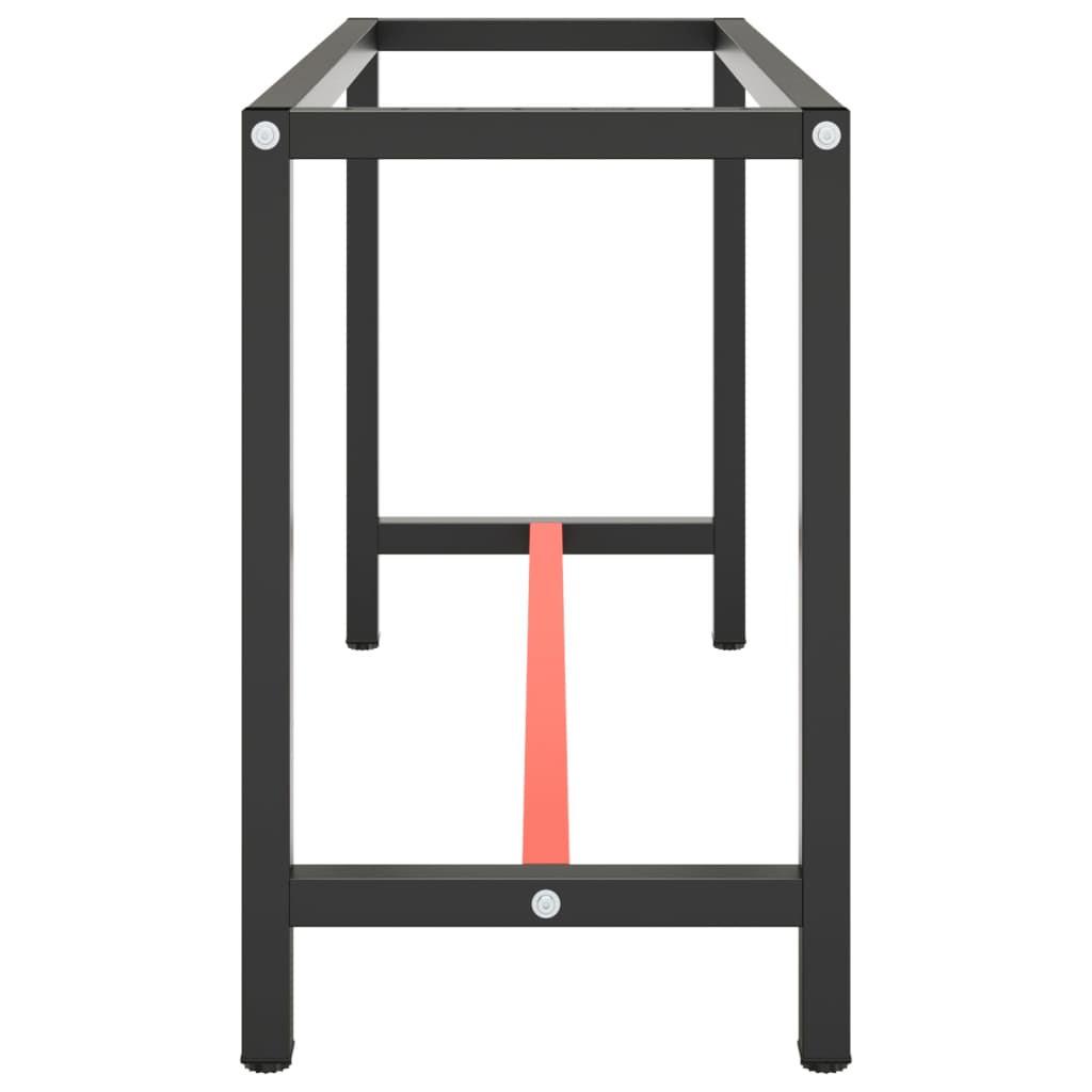 Workbench Frame Matte Black and Matte Red 140 x 50 x 79 cm Metal