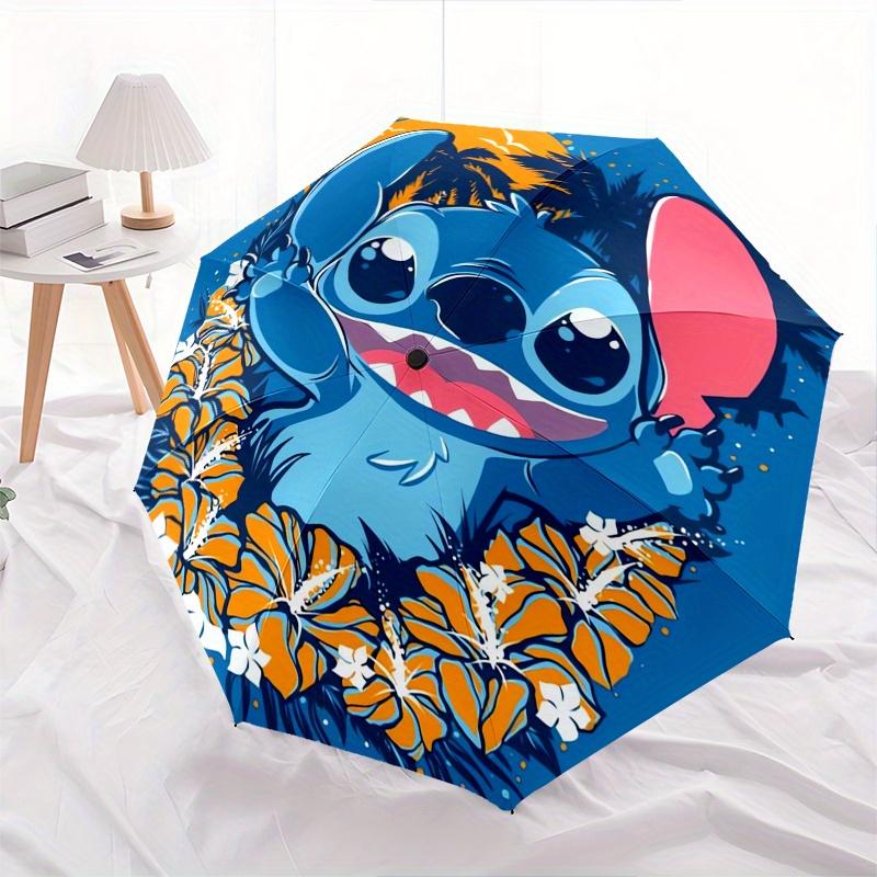 Stitch,Tropical Automatic Umbrella Tri fold Portable Umbrella, Best Holiday Gift for Men and Women, Durable Iron Frame, Playful Design, St
