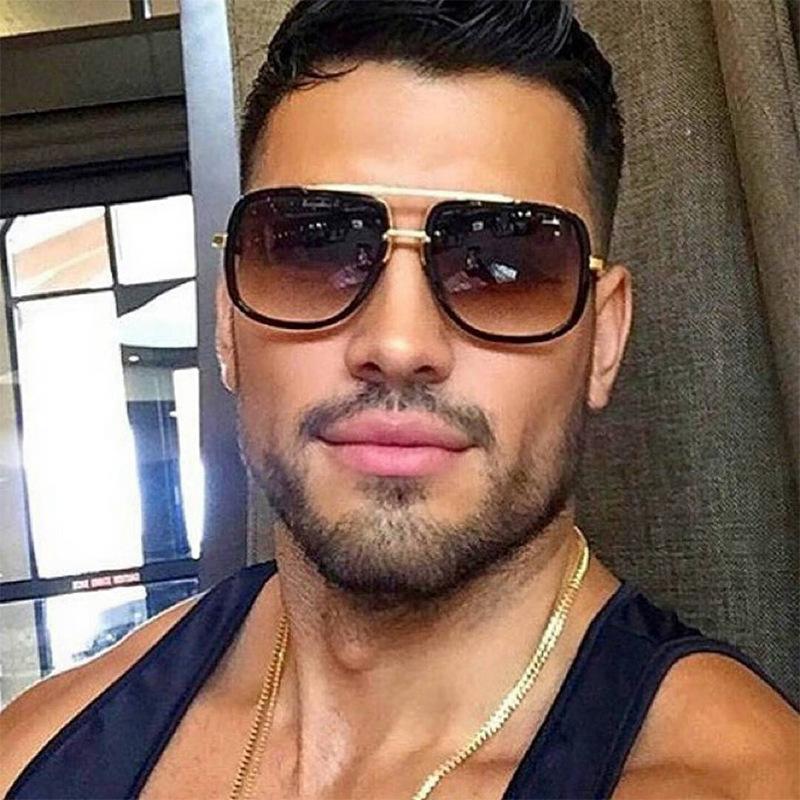 Classic Designer Flat Top Mirror Sunglasses Square Gold Frame Unisex Superstar Oversized UV Protection Men Women Fashion