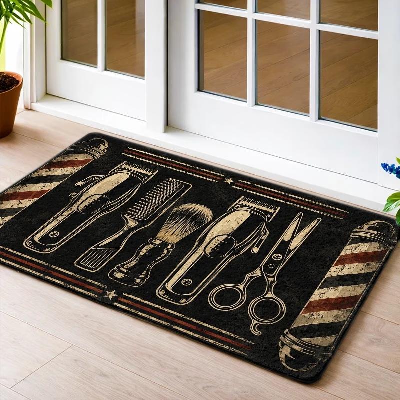 Barber Shop Welcome Entrance Door Mat Hair Salon Floor Rug for Hallway Porch Home Decor Creative Studio Area Foot Pad