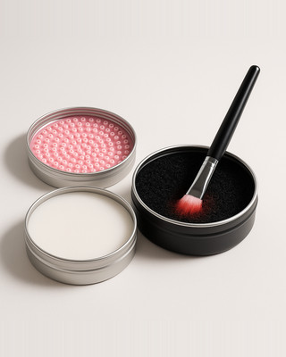 Esponja limpiadora de brochas de maquillaje, removedor de polvo, jabón, cepillo de limpieza y lavado, almohadilla de silicona, caja de alfombrilla, herramientas cosméticas de maquillaje, 2 uds.