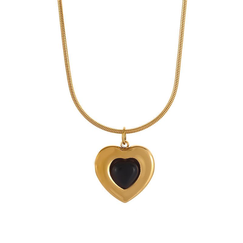 Heart Pendant Necklace & Earrings Set for Women - Titanium Steel, Non-Fading, Niche Design