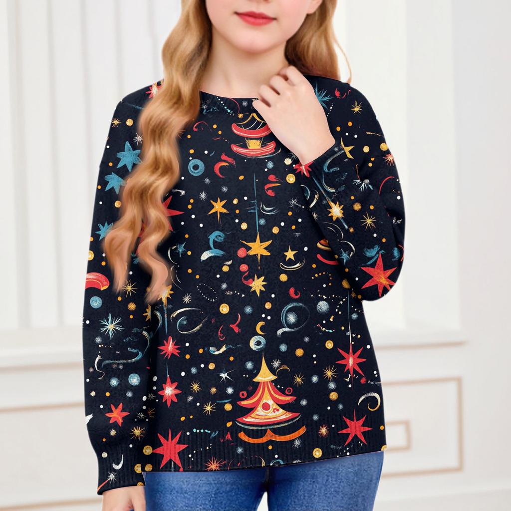 Christmas Day Sweatshirts For Children Boys And Girls Knit Sweater Cute Shirt Fall Crewneck Pullover Tops