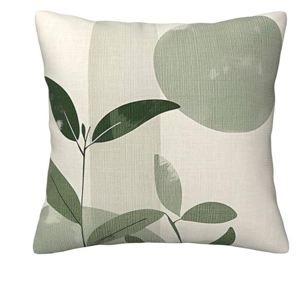 Fresh Green Leaf Simple Style PillowcaseBedroom Living Room Sofa Home Decor Polyester Cushion Cover with Zipper