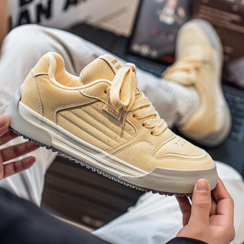 

Fashion Men s Sports Casual Shoes 2025 New Spring Fashion Trend Comfortable Versatile Thick Soled Shoes Low Top Non slip Chunky sneakers 39 светло-желтого
