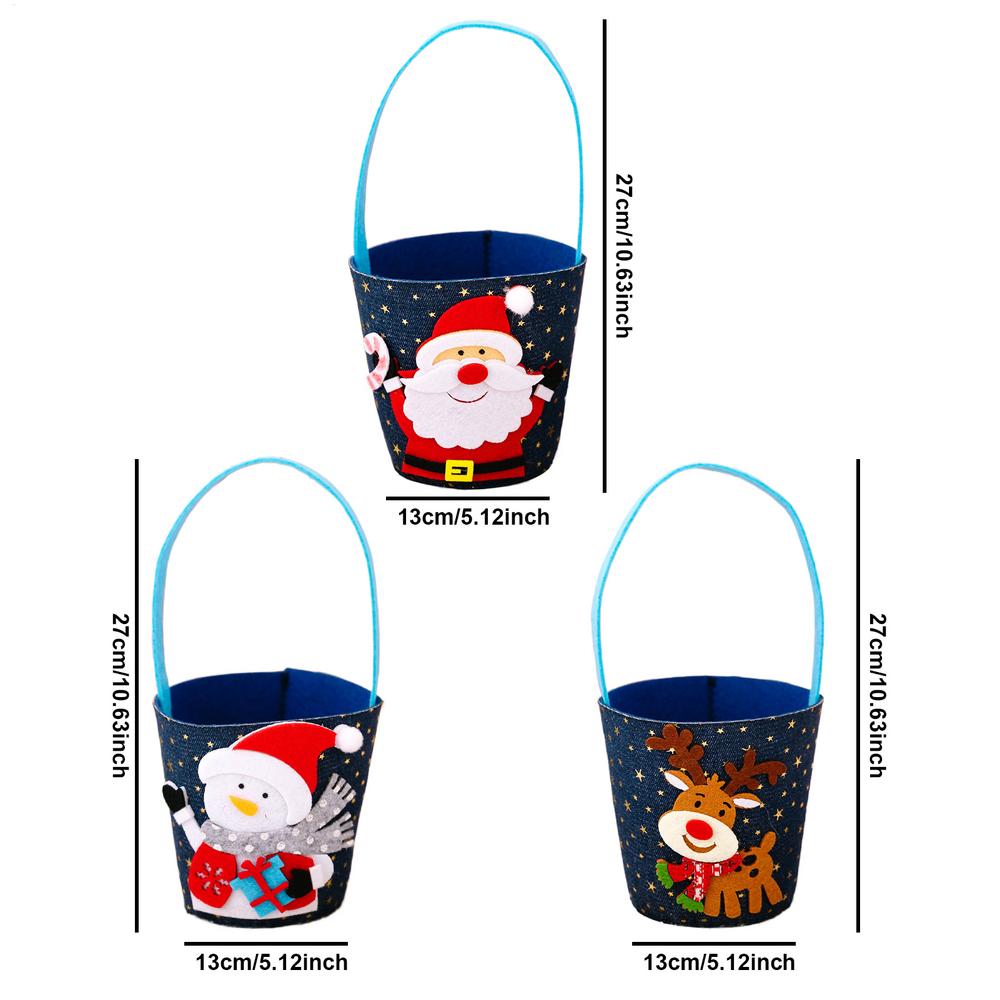 

Christmas Candy Bags 3-Piece Denim Christmas Favor Bags With Handle Festive Party Favors Packaging Bucket For Cookie Snack OTHER червоний