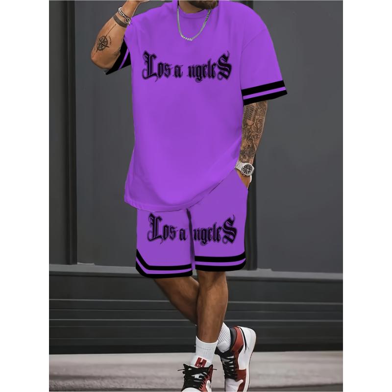 3D Letter-printed Street Fashion Casual Simple Soft Comfortable Breathable and Lightweight Men's Suit for Summer 2025