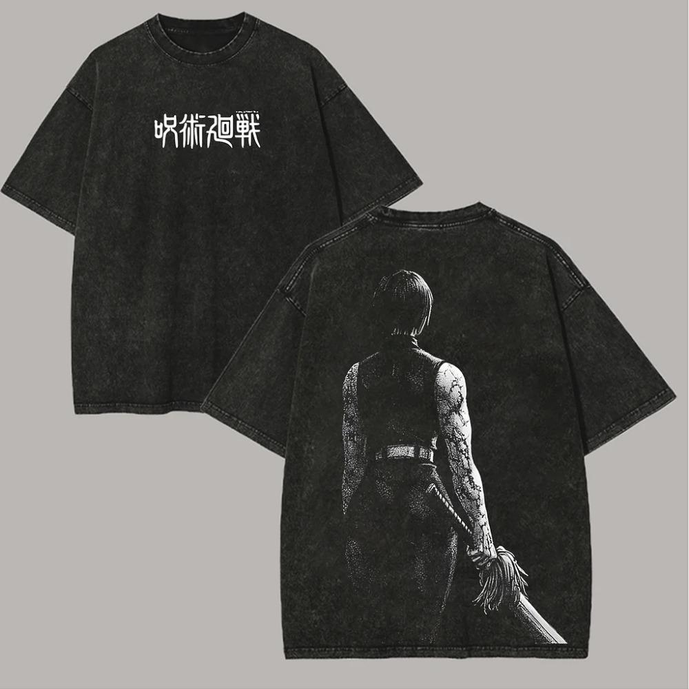 Jujutsu Kaisen Zenin Maki Anime Tshirt Gothic Y2k Vintage Washed T-shirt Men's Unisex Clothing Cotton Tees Tops Summer