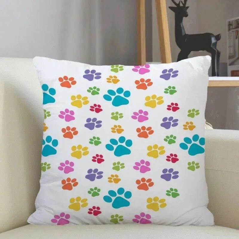 Dog paw print print pillowcase home room decoration office chair living room sofa cushion cover 45x45cm