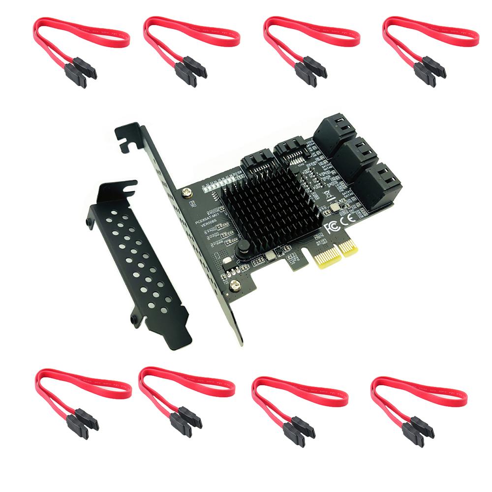 

PCIE SATA card, 8-port SATA controller expansion Card with Bracket, Marvell 88SE9215 supports 8 SATA 3.0 devices