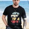 Vintage Fishing Men's T-Shirts Retro Color Block Fisherman Silhouette Graphic Tees Casual Short Sleeve Tops Oversized Clothing