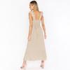 Women Summer Casual Sleeveless Spaghetti Strap A-Line Dress High Waist Long Split Solid Color Dresses