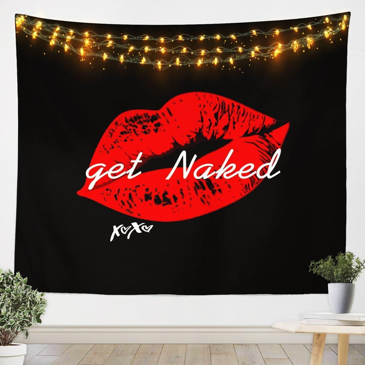 Tapestry of sexy red lips on the wall 75x100