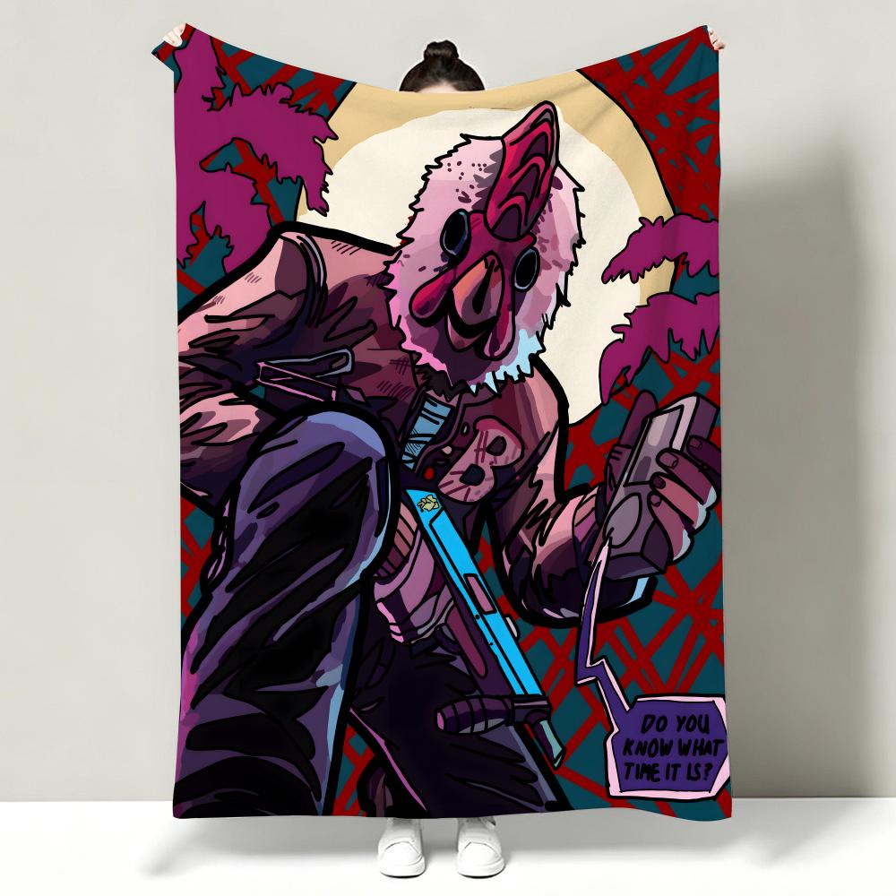 Game HHotline MMiami Throw Soft Warm Flannel Throw Blanket Multiuse for Sofa Bed Office Nap