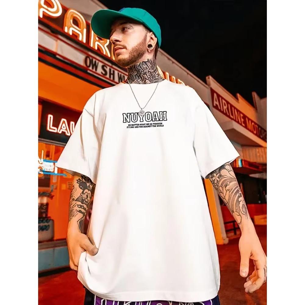 New Spoof Fun Bear Pattern Print Short Sleeved Men Oversized Cotton T-shirt Summer Casual Women Round Neck Tops Men's Clothing