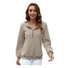 Fall Winter Women Sweatshirt Zipper Turn-down Collar Solid Color Long Sleeve Loose Twisted Texture Thick Warm Pullover Casual La