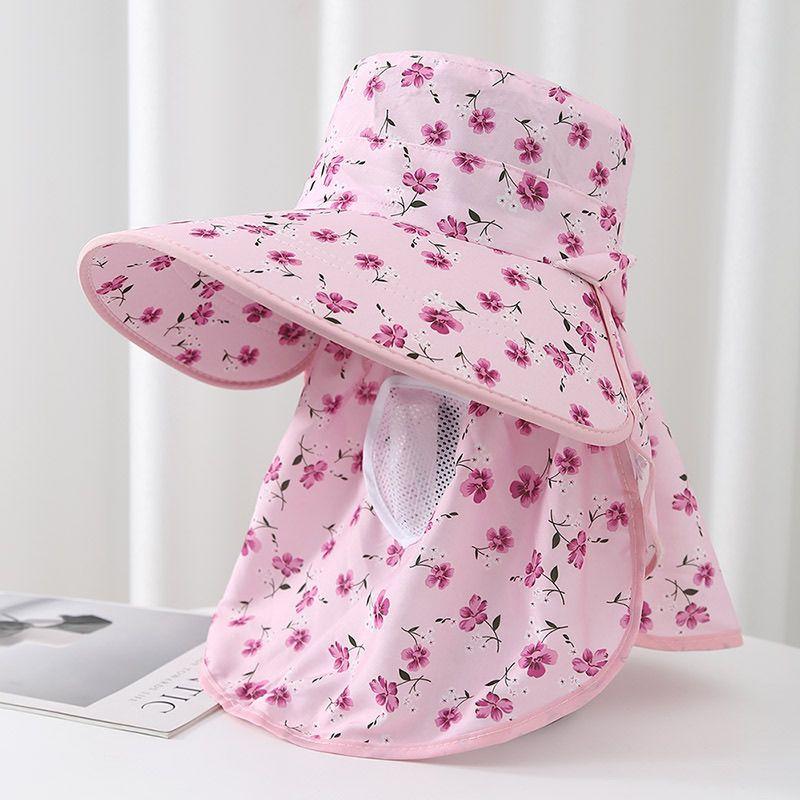 Sombrero de Flores para Mujer Verano Exterior Obra de Construcción Protector Solar Mascarilla Cubre Rostro Sombrero de Sol Sombrero de Sol para Ciclismo