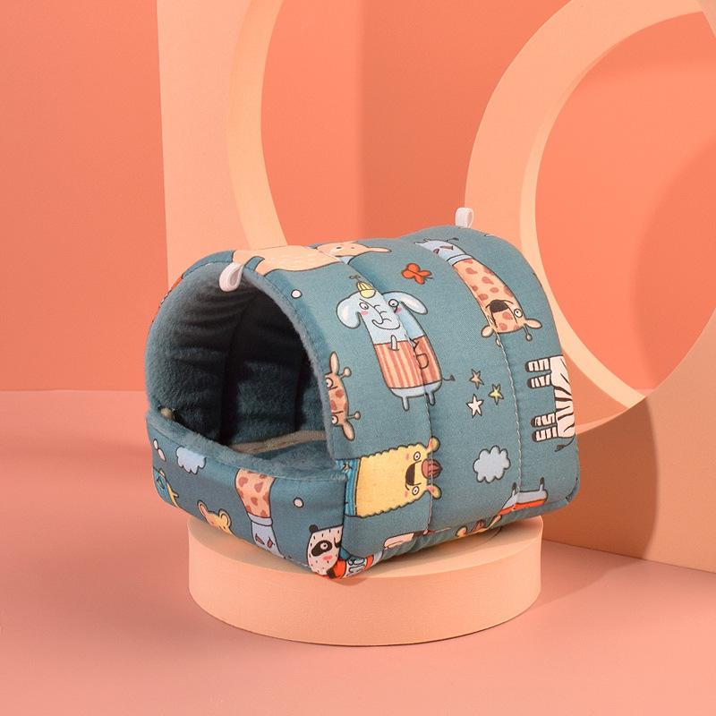 Cute Cartoon Rabbit Hamster Nest Small Animal Sleeping Bed Winter Warm Velvet Mat Pet Cage Accessory for Guinea Pig Mice Rat