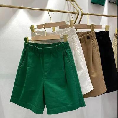 Washed Pure Cotton Five Quarter Pants for Women Spring and Summer Thin Shorts High Waist Loose Straight Leg Slimming Casual Wide Leg Pants
