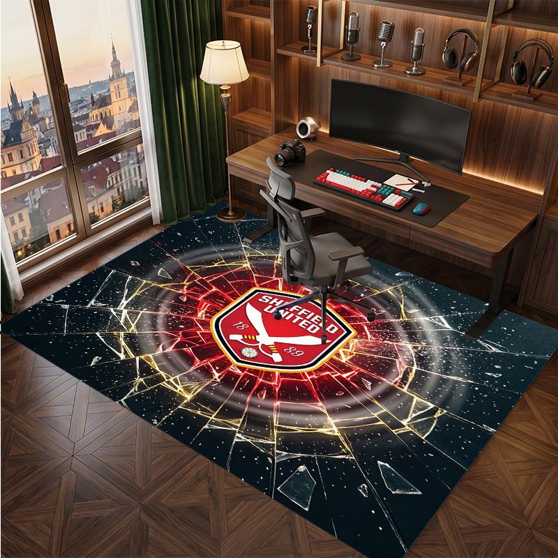 Sheffield United Football Print Crystal Velvet Rug, Comfortable Water Absorbent Non Slip Indoor Floor Carpet