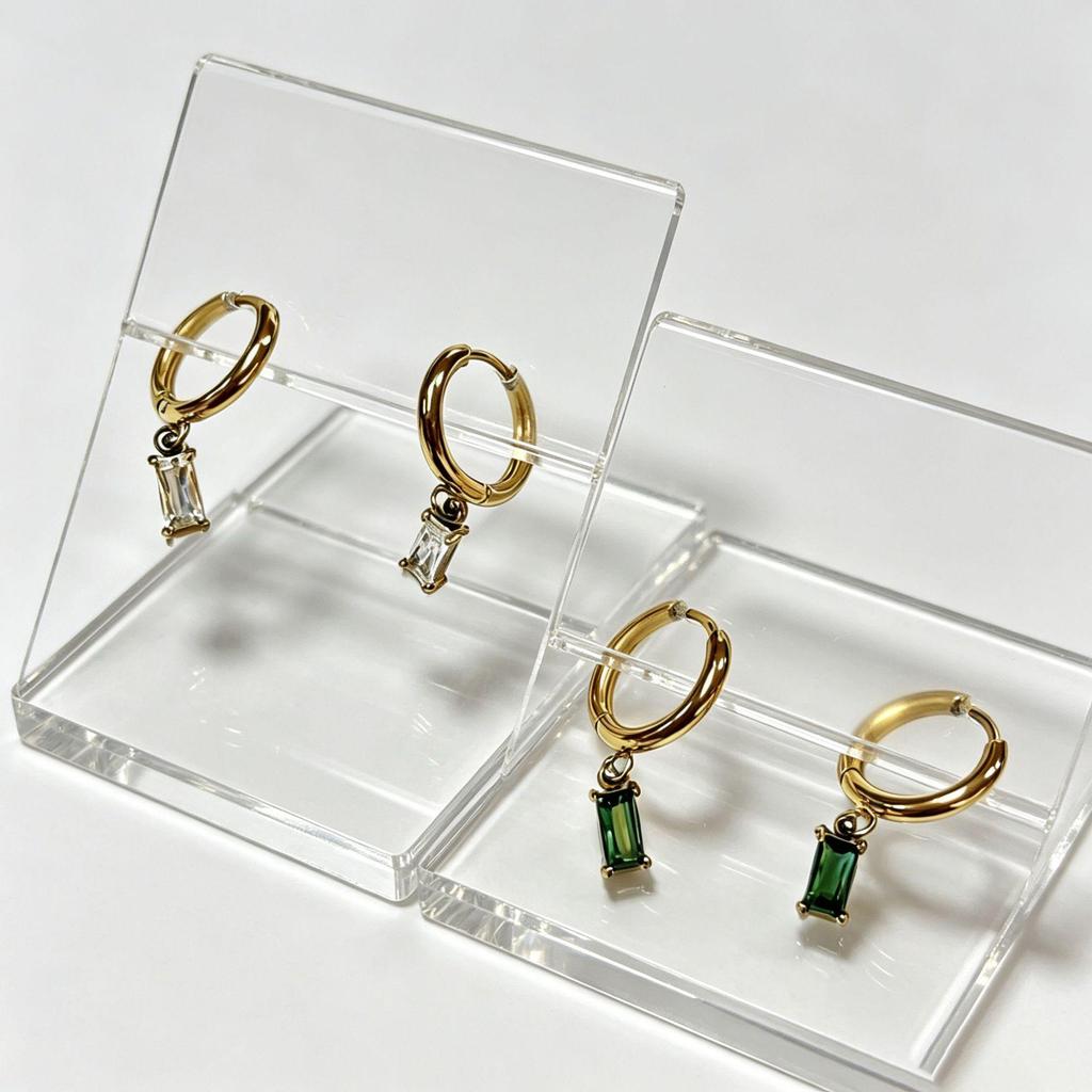 Stylish Rhinestone-Inlaid Stainless Steel Earrings with Electroplated Pendant