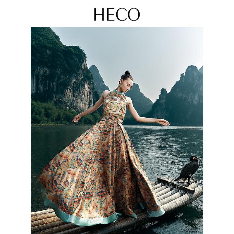 Heco Элегантность Дуньхуана 2025 Новая макси-юбка в китайском стиле с цветовыми блоками M
