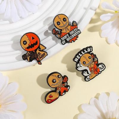 Halloween Horror Doll Enamel Pins Custom SAM'S RULES OF HALLOWEEN Brooches Lapel Badges Clothes Gothic Jewelry Gift for Friends