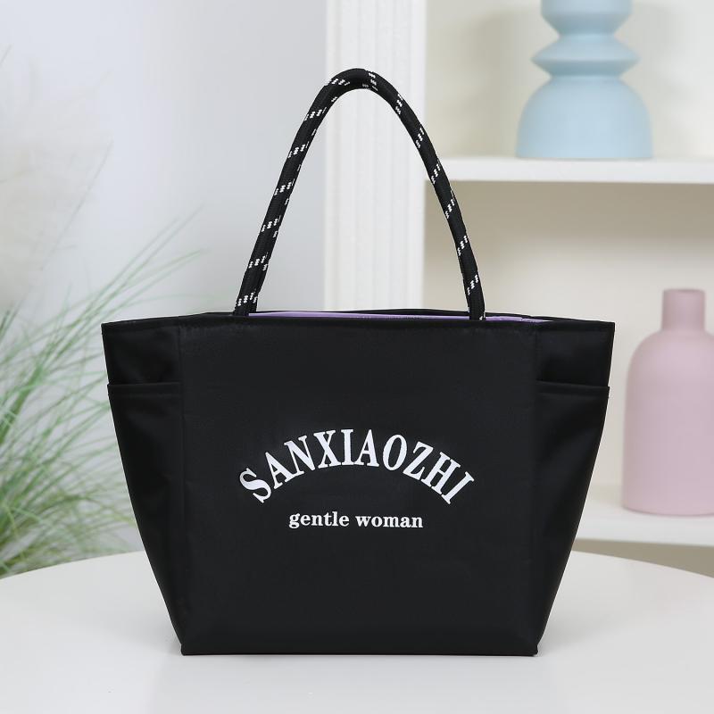Fashion Simple Letter Print Large Capacity Double Sided Hand-Held Shoulder Bag Work Commuting Tote Bag