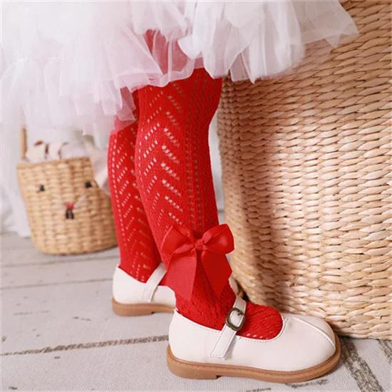 

Детские колготки для девочек, кружевные летние сетчатые тонкие леггинсы для маленьких девочек, детские хлопковые колготки с бантом, узкие леггинсы 12-24m