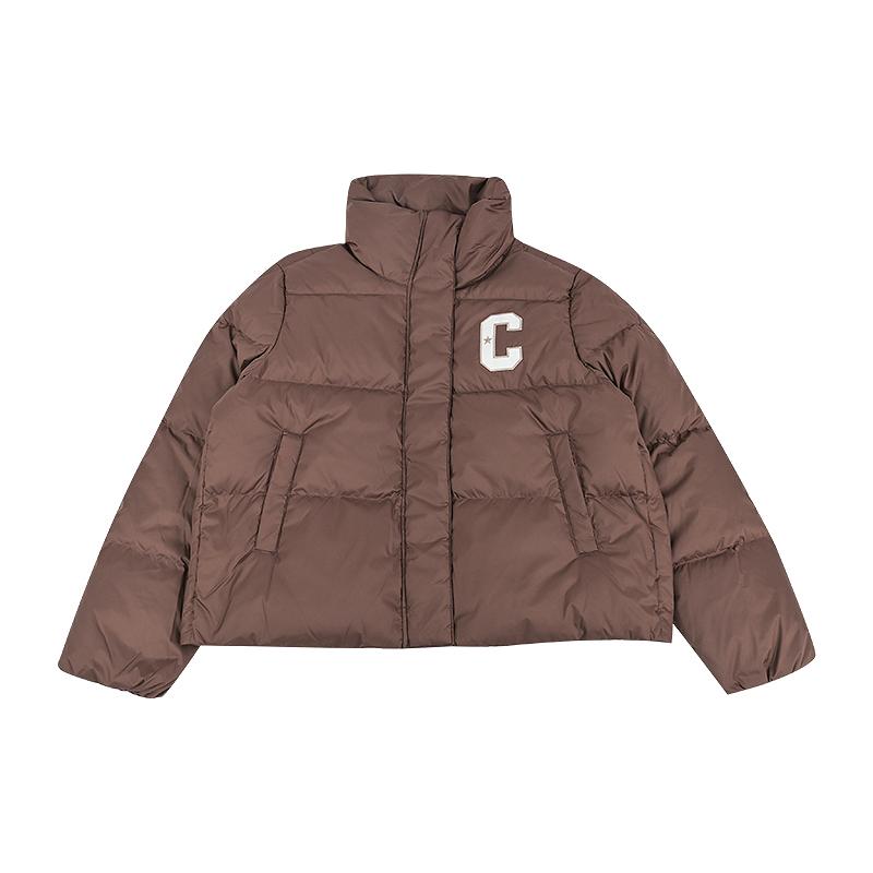 Converse Down Jackets Women s Brown Stand Collar Moderate WCJ097-J9T 2XL