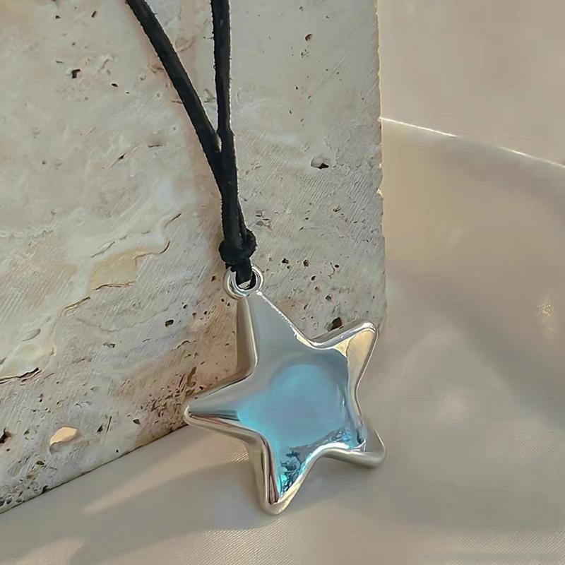 Große Stern Halskette Trendige Stern Anhänger Halskette Lange Seil Halskette Ketten Halskette Perfektes Geschenk für junge Mädchen