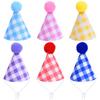 Nonwoven Pet Birthday Hat for Small Dog Cats, Checkered Party Cap, Elastic Cord, 10 X 6 Cm, Headpiece for Celebration Party