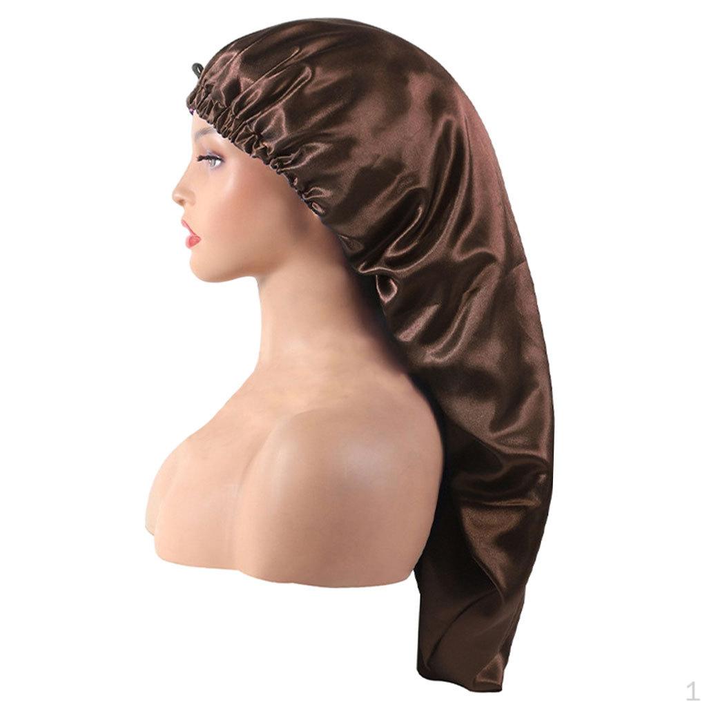 Sleeping Caps Double-Color Large for Curly Hair Dreadlocks Girls brown