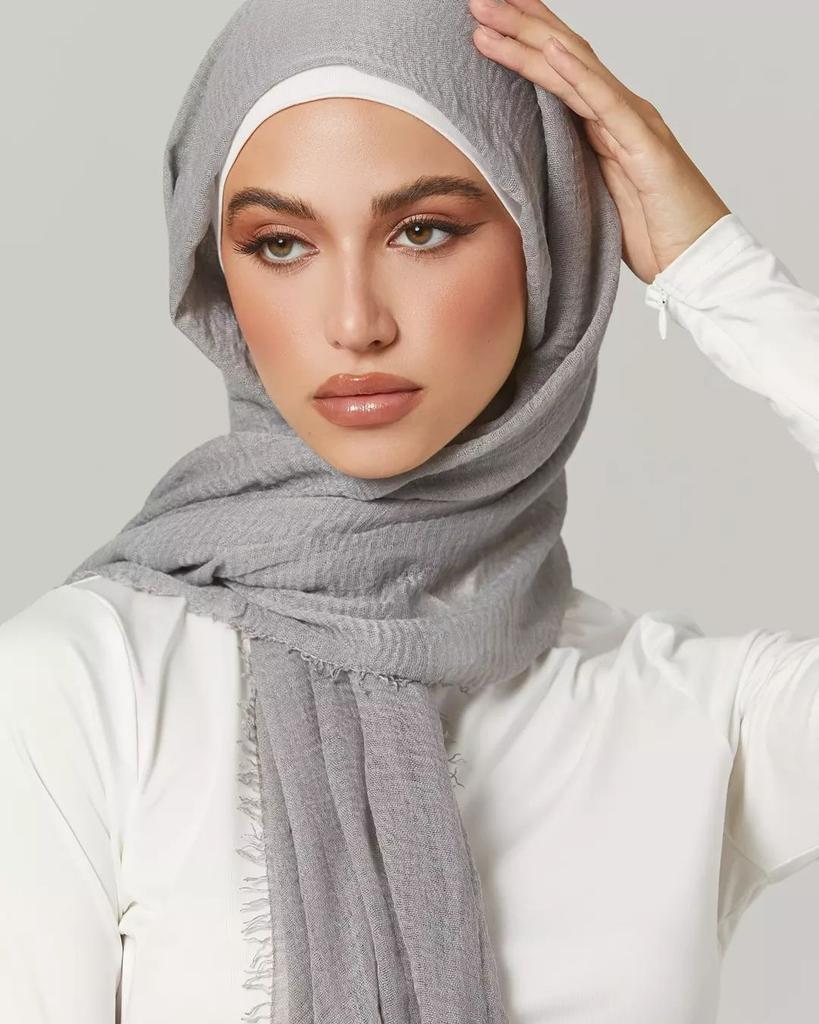 Cotton Crinkle Hijab Plain Soft Lightweight Headscarf Crinkle Cotton Women Muslim Scarf Best- Scarf Shawl
